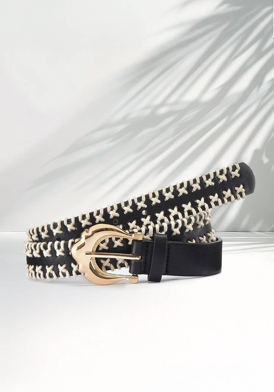 Women's Contrast Embroidered Belt