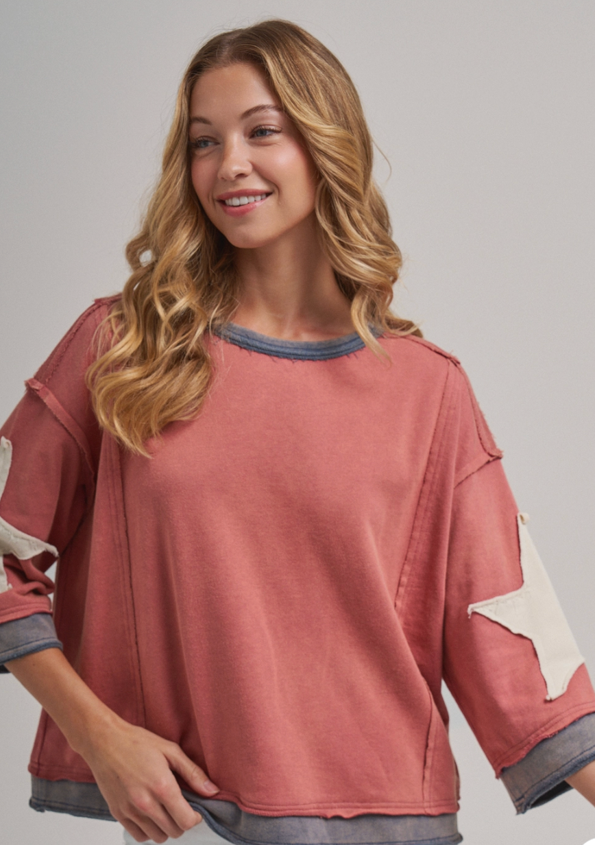 Vintage Colorblock Patch Pullover