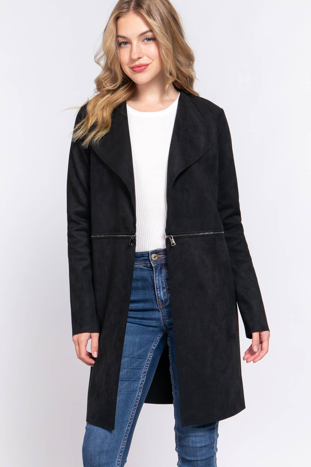 Faux Suede Long Jacket