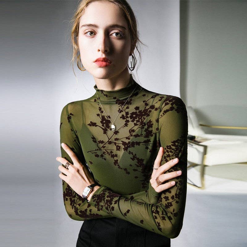 Flocked Mesh Sheer Base Shirt