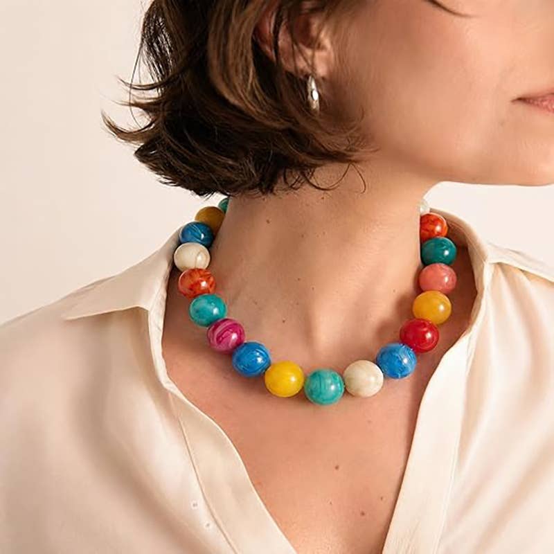 Resin Bead Adjustable Statement Necklace