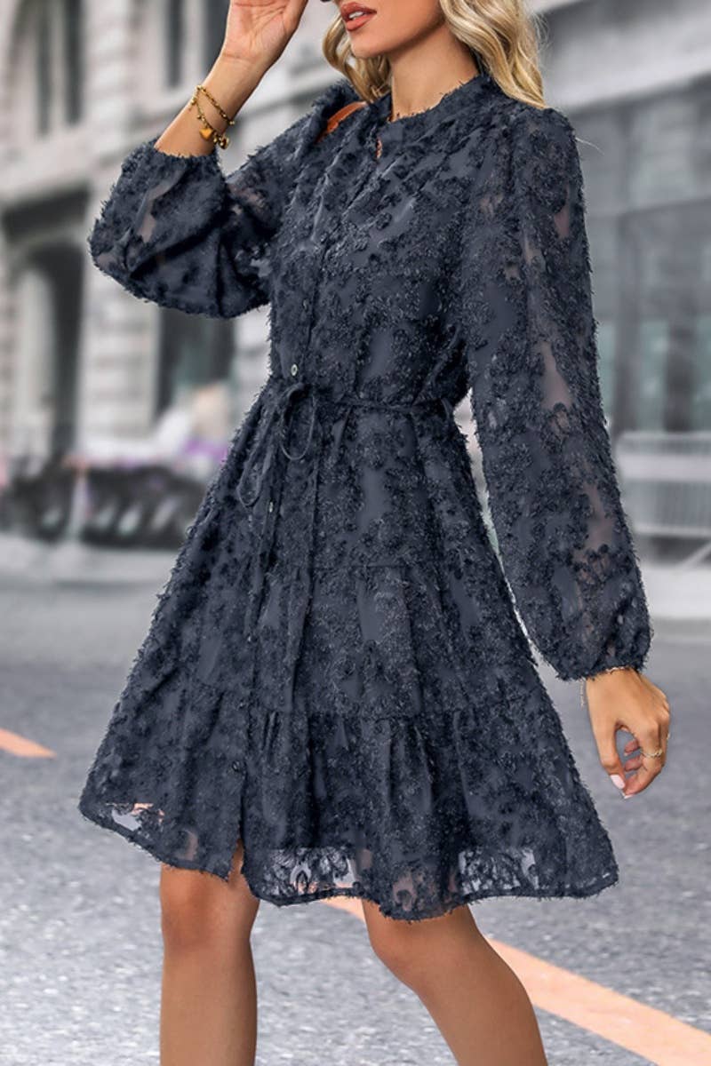 Spring Autumn Perspective Long-Sleeved Dress