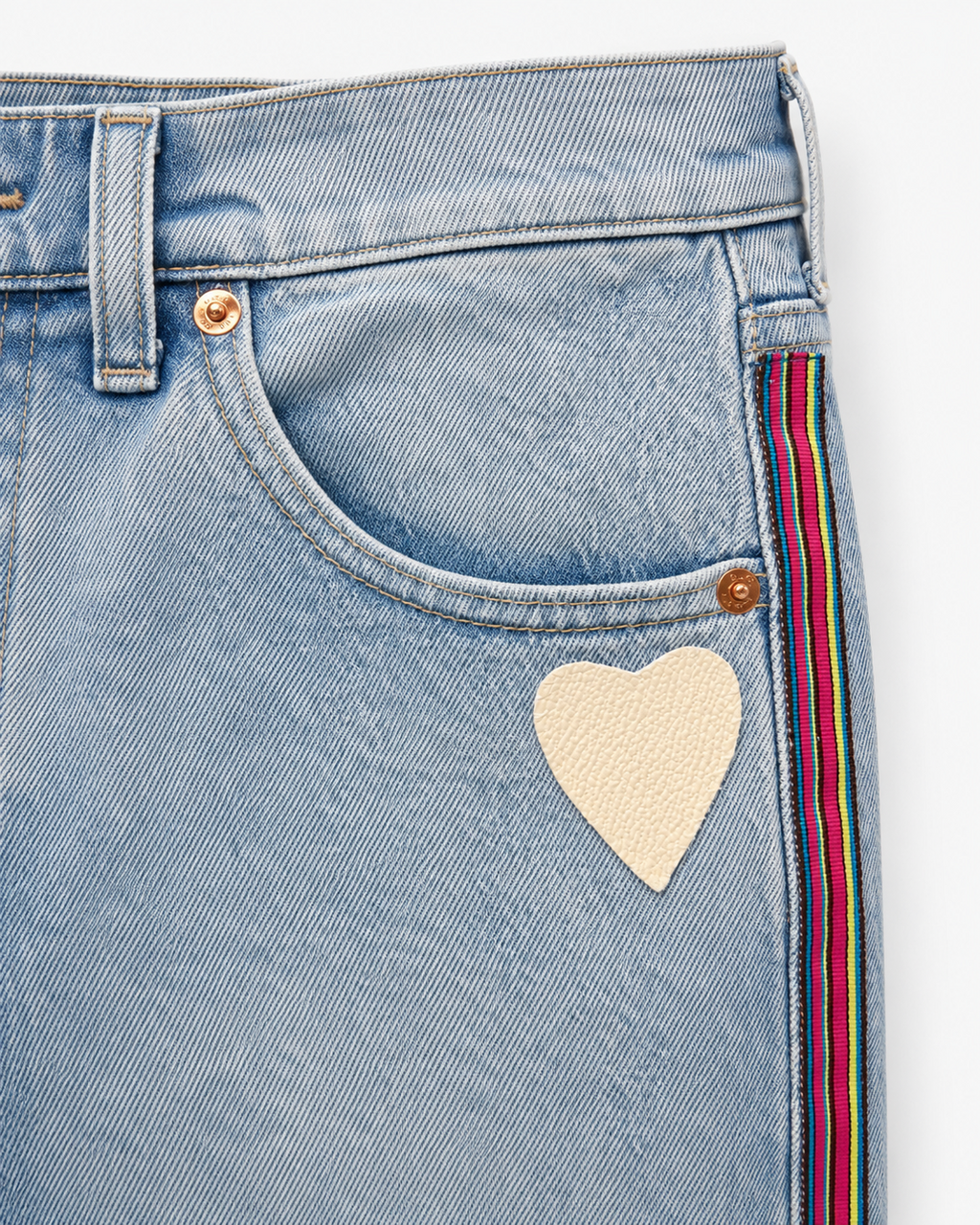 Crochet Flower Light Wash Jeans Embellished by Trish - Size 8