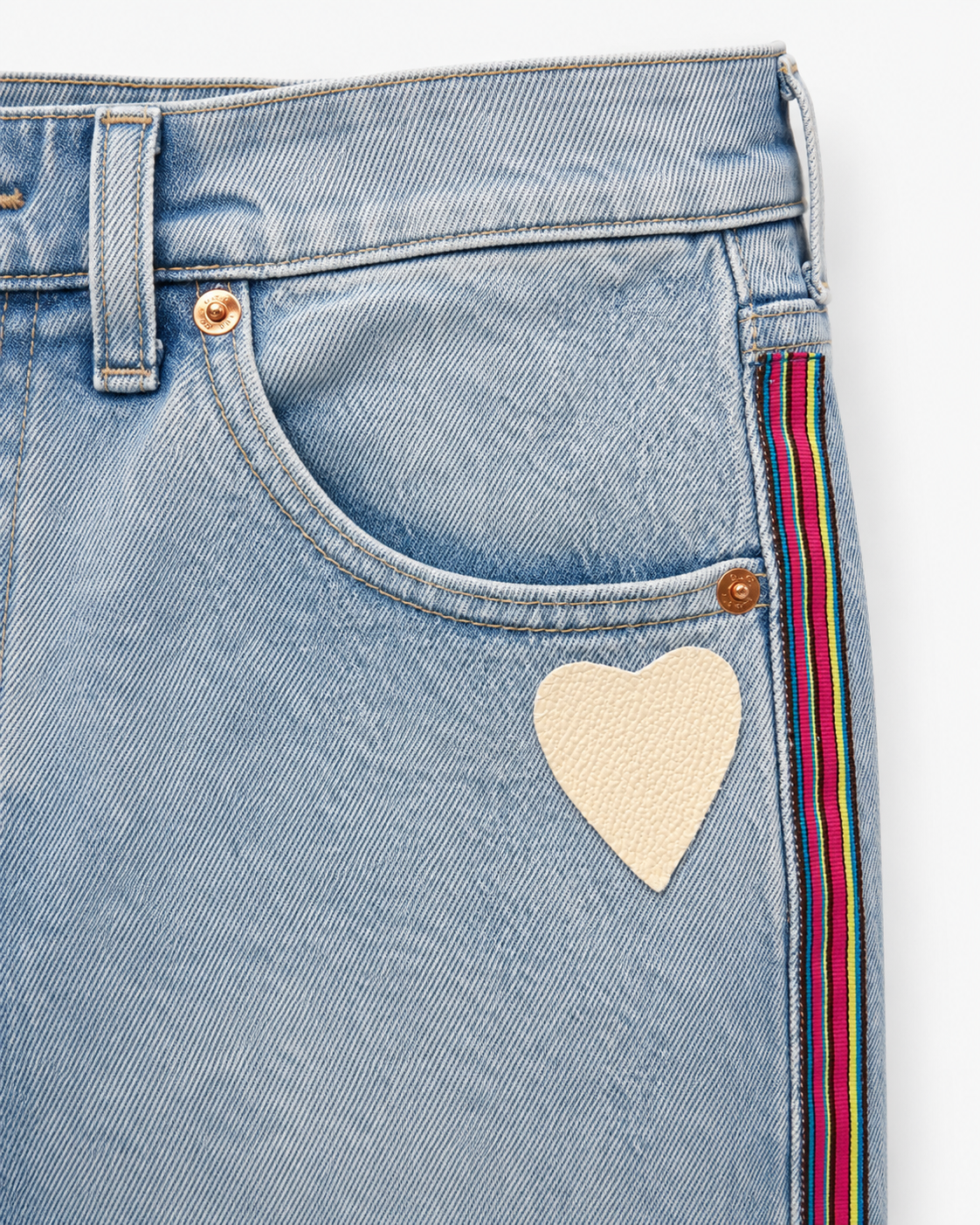 Crochet Flower Light Wash Jeans Embellished by Trish - Size 8
