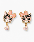 Handmade Pretty in Pink Cat Earrings by D.K. Tlustos