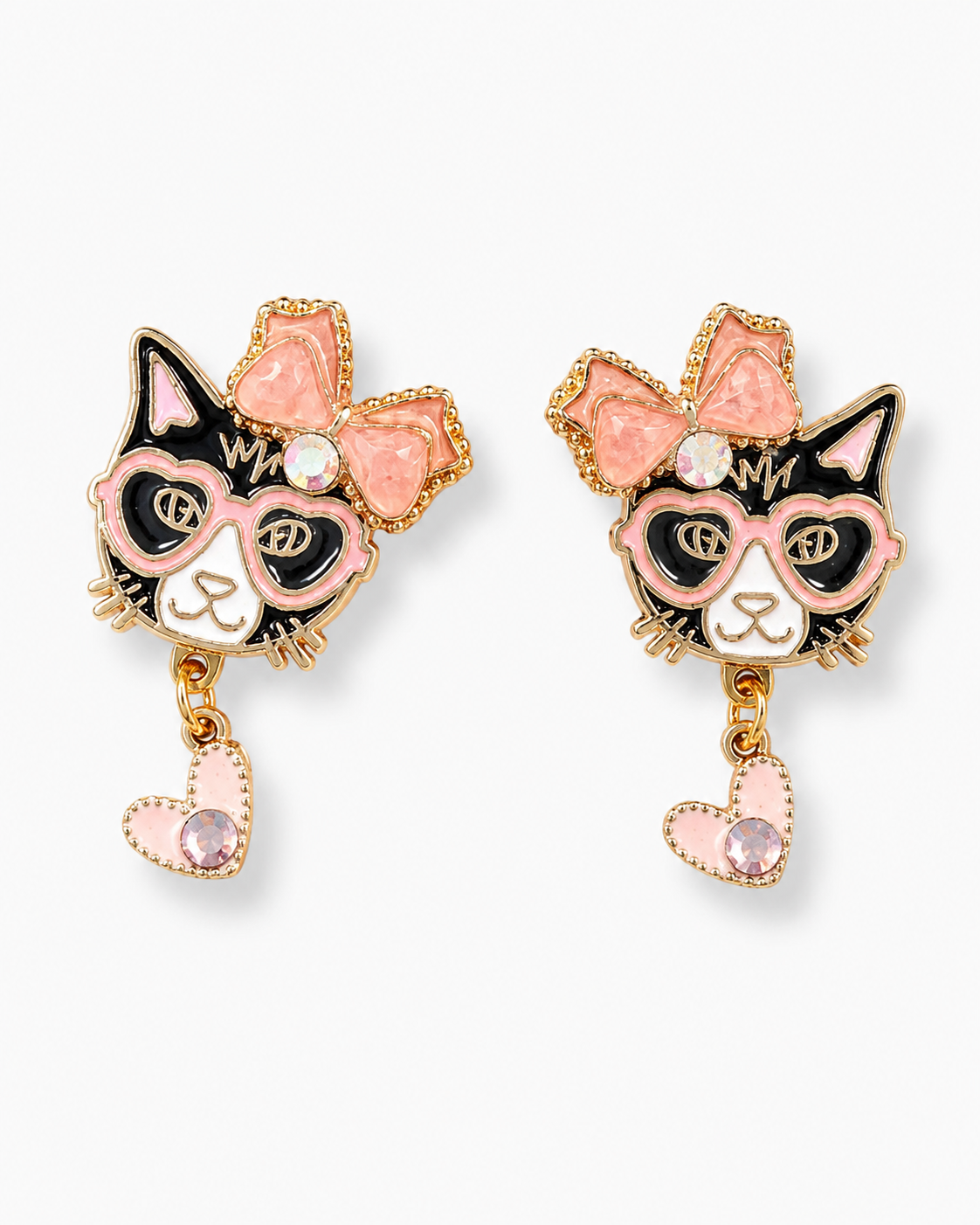 Handmade Pretty in Pink Cat Earrings by D.K. Tlustos