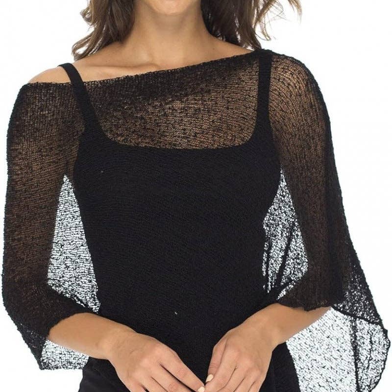 Thin Ice Silk Knitted Poncho Top