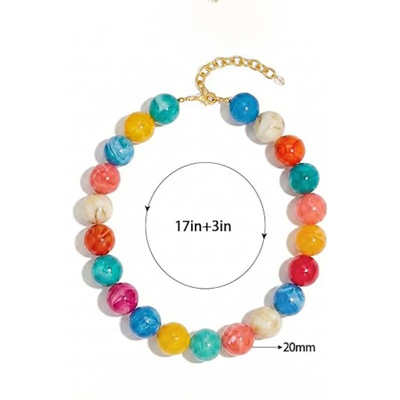 Resin Bead Adjustable Statement Necklace