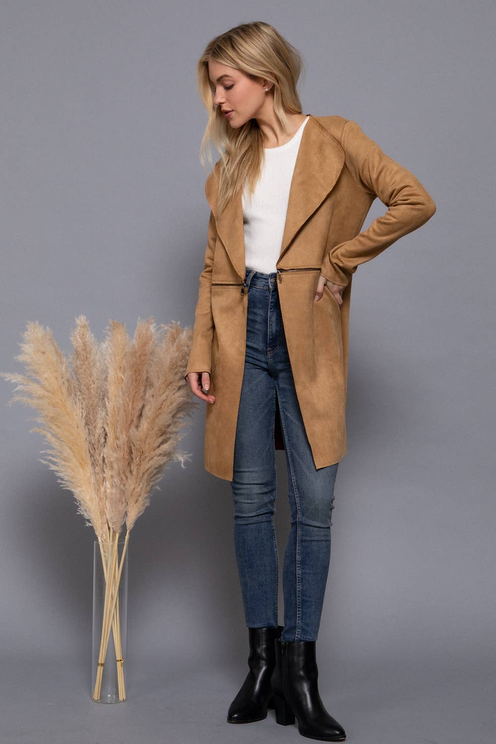 Faux Suede Long Jacket
