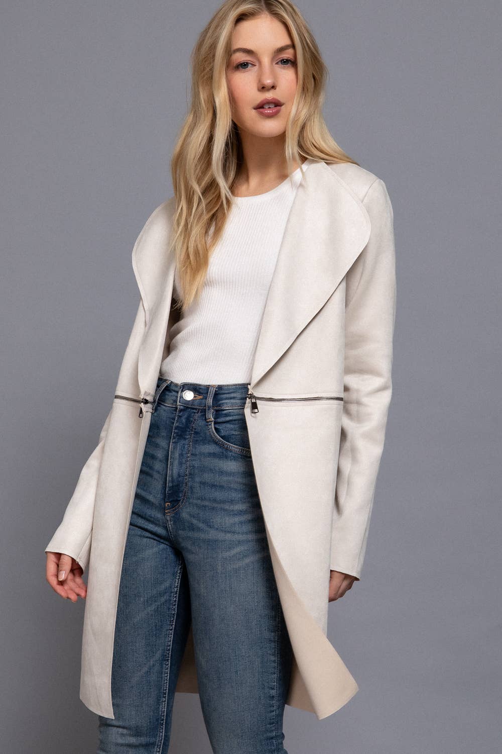 Faux Suede Long Jacket