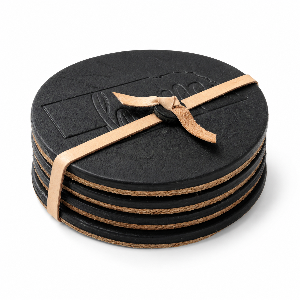 Handmade Leather Nebraska Home Coasters by Finch - Set of 4