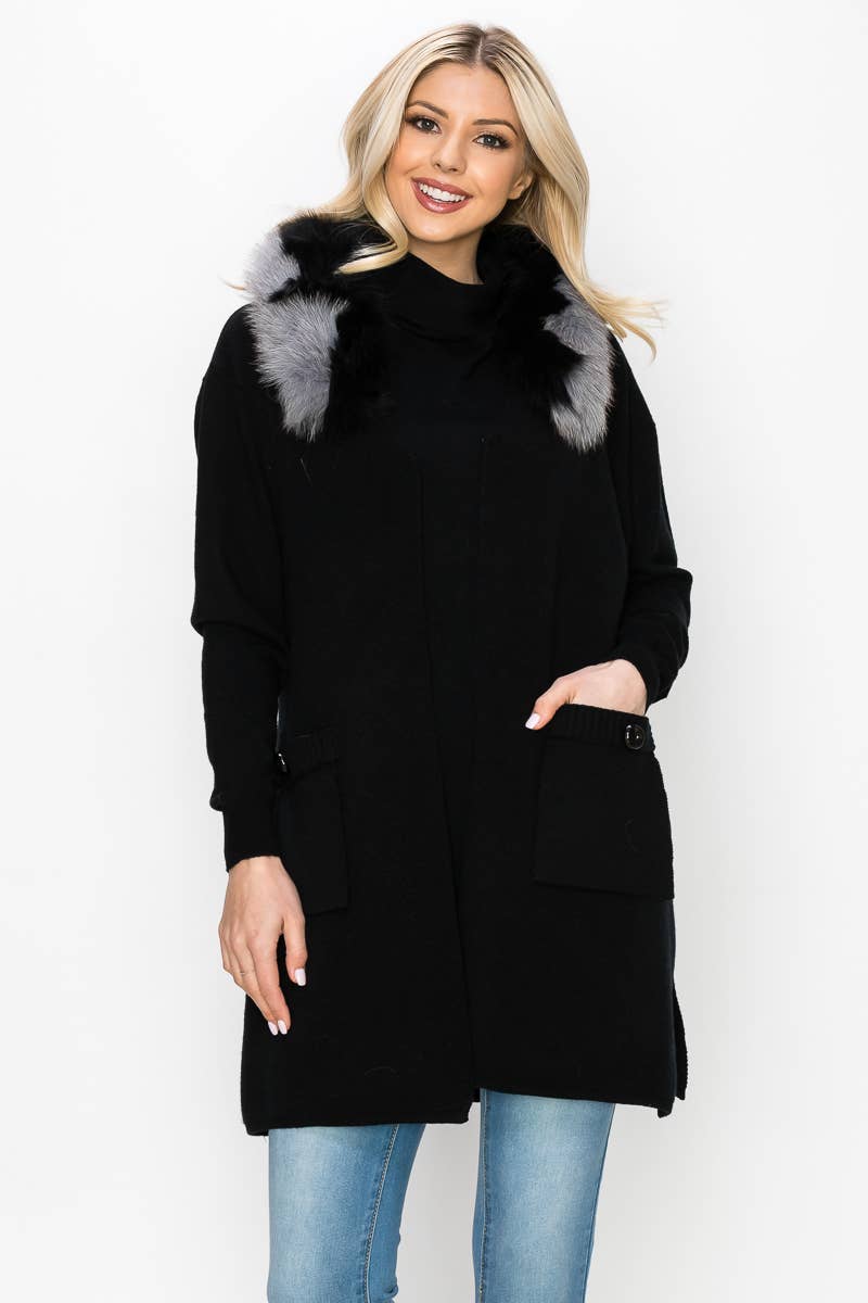 Selma Knitted Vest with Faux Fur