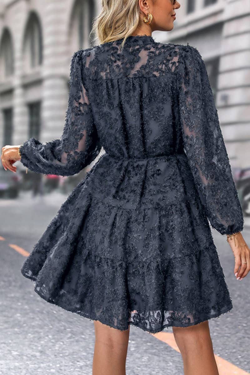 Spring Autumn Perspective Long-Sleeved Dress