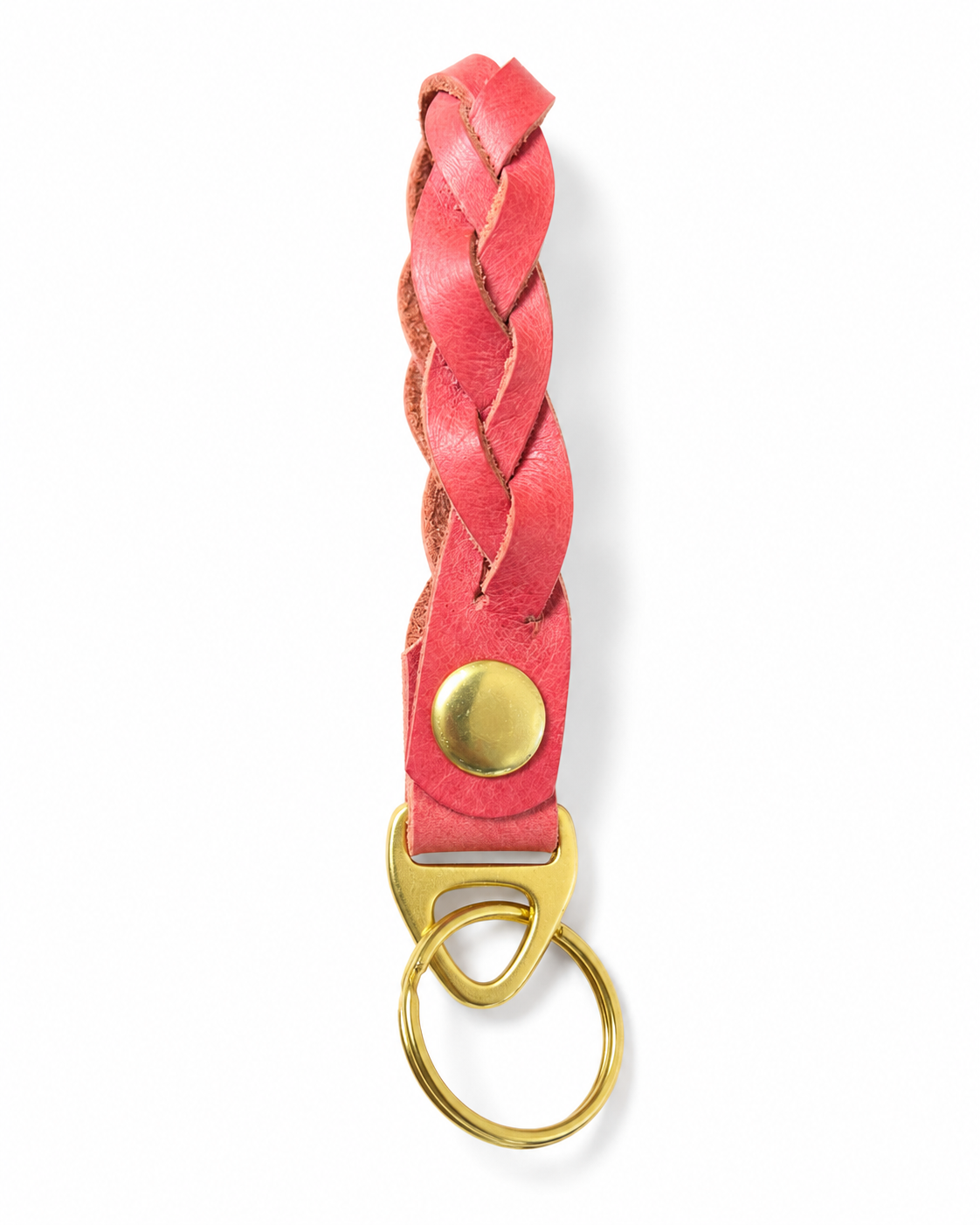Handmade Braided Leather Keychain with Brass D-Ring by Finch