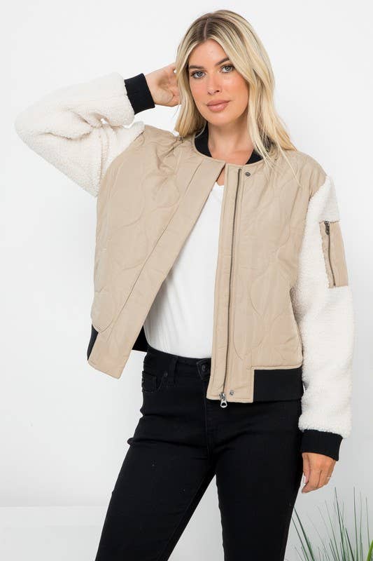 Quilted Sherpa Bomber