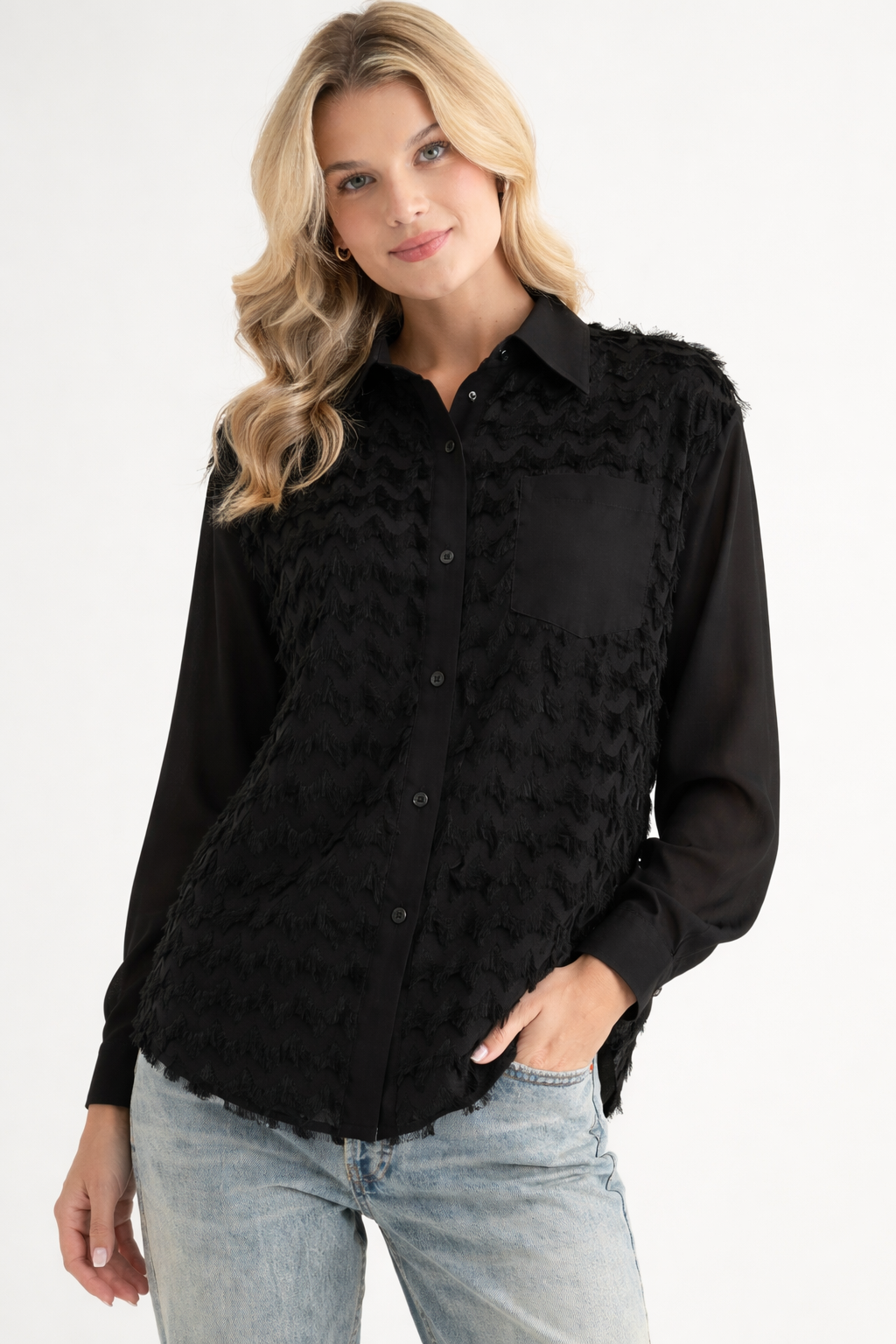 Joh Apparel - Weena Woven Feathered Shirt