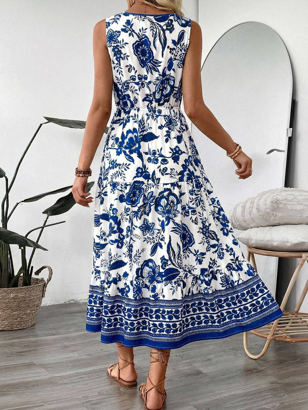 Blue & White Floral Maxi Dress