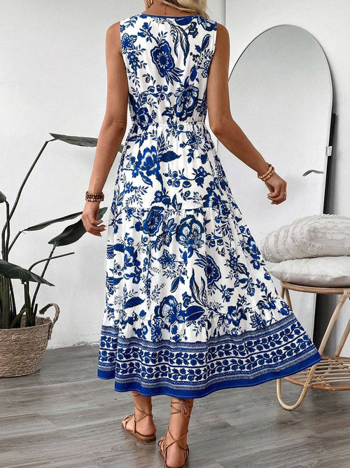 Blue & White Floral Maxi Dress
