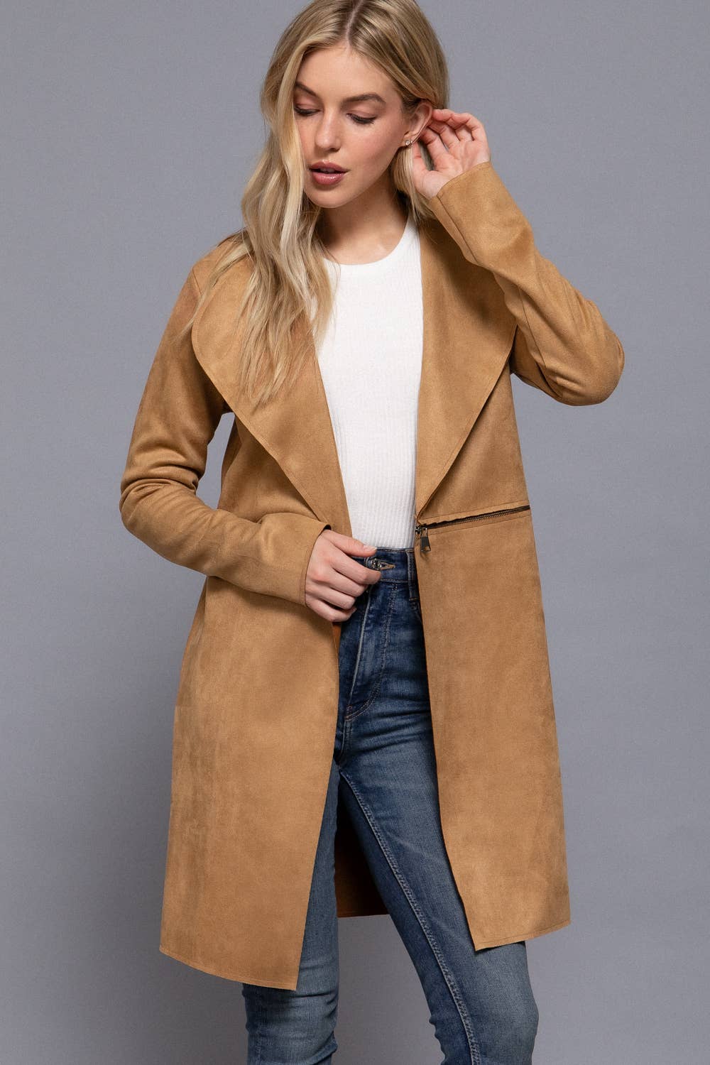 Faux Suede Long Jacket