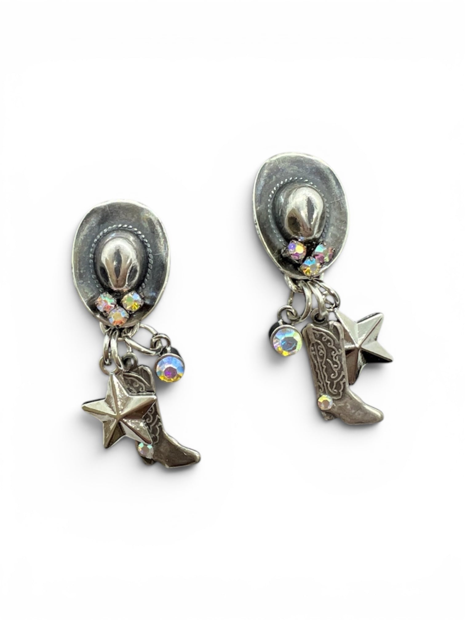 Handmade Petite Silver Western Star Boot Earrings by D.K. Tlustos