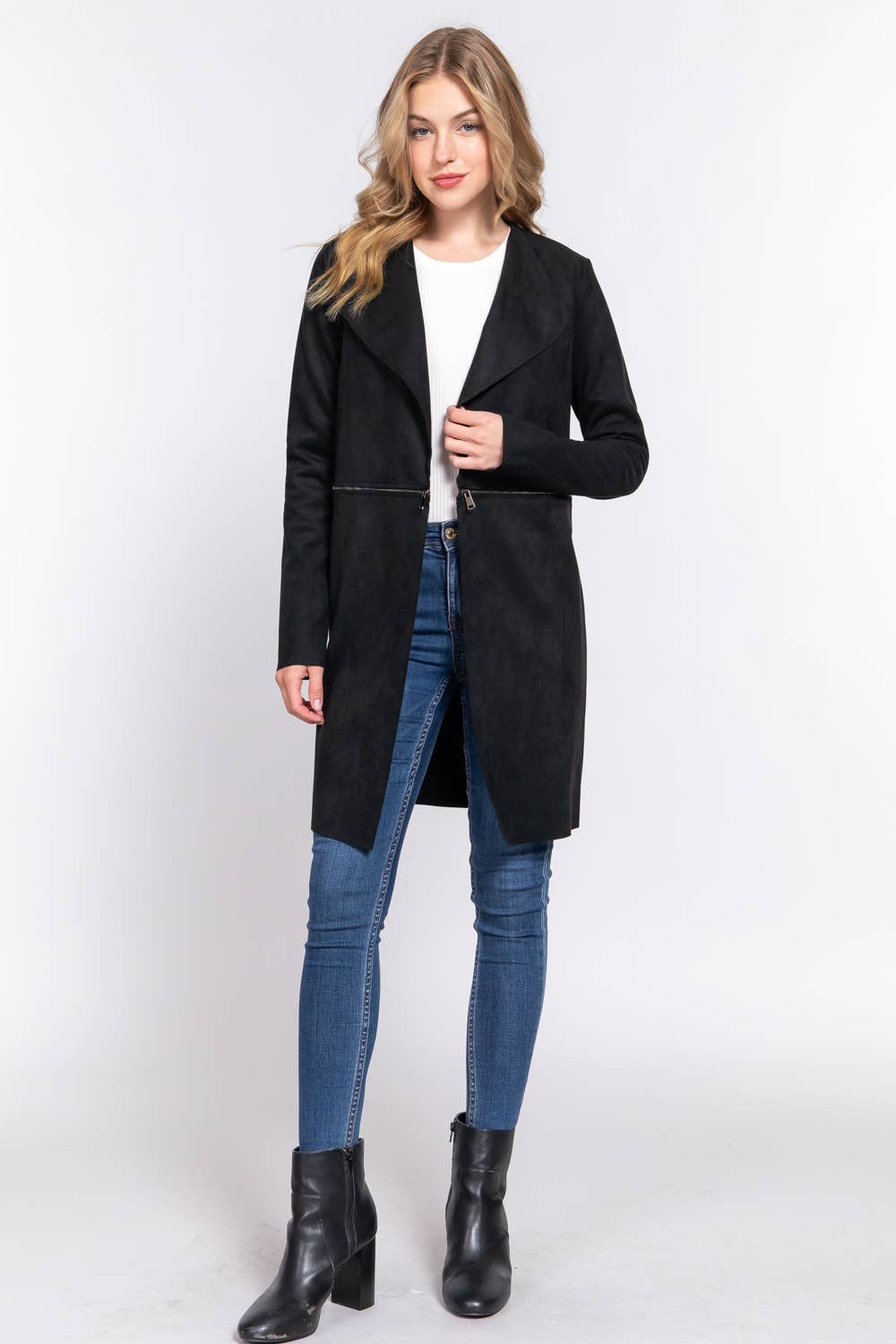 Faux Suede Long Jacket