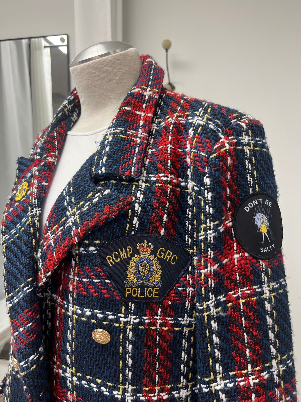 Tweed Patched/Piped Blazer Embellished by Trish - Size Large