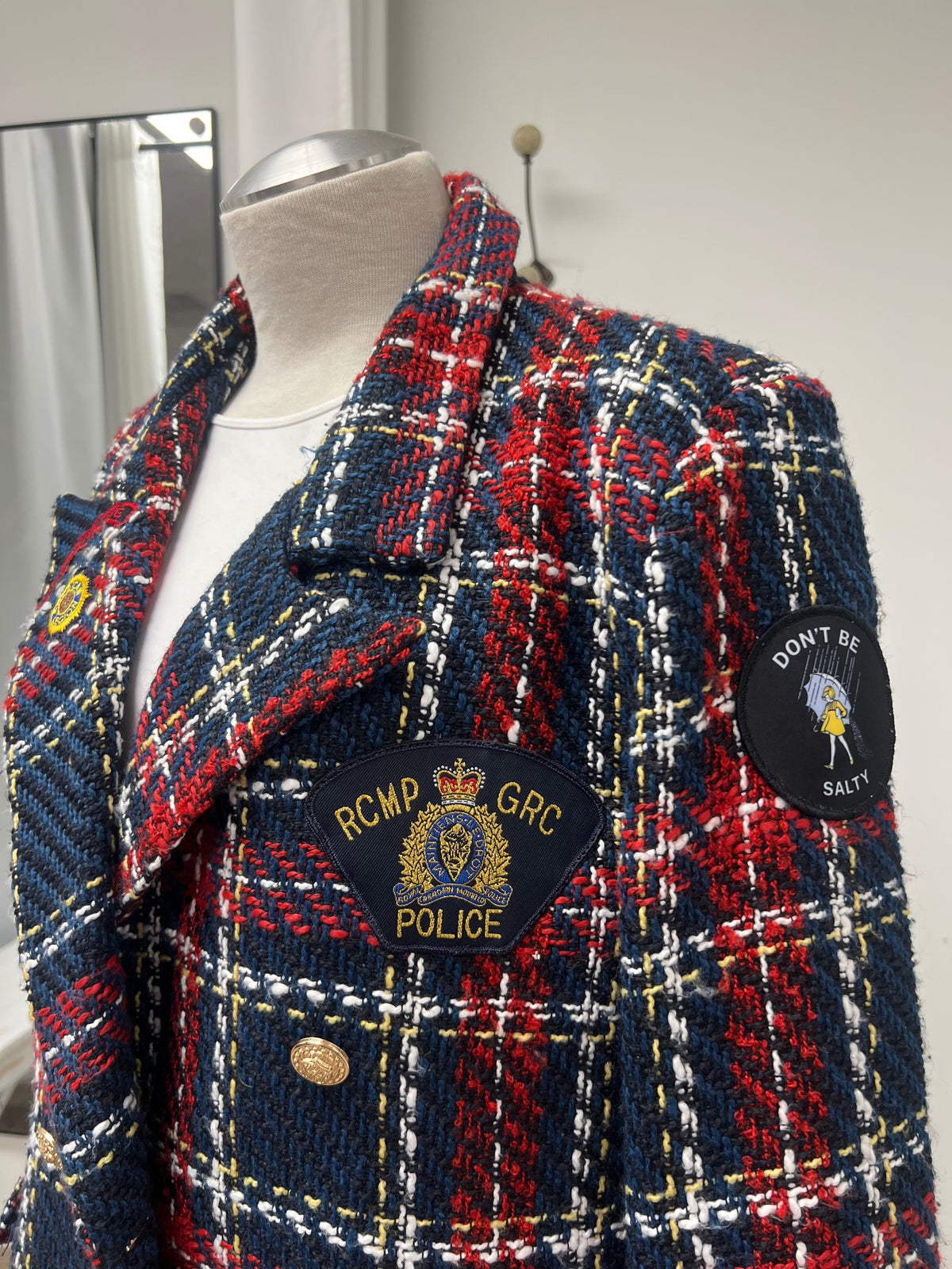 Tweed Patched/Piped Blazer Embellished by Trish - Size Large