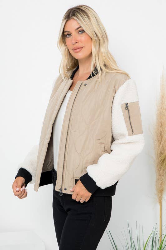 Quilted Sherpa Bomber