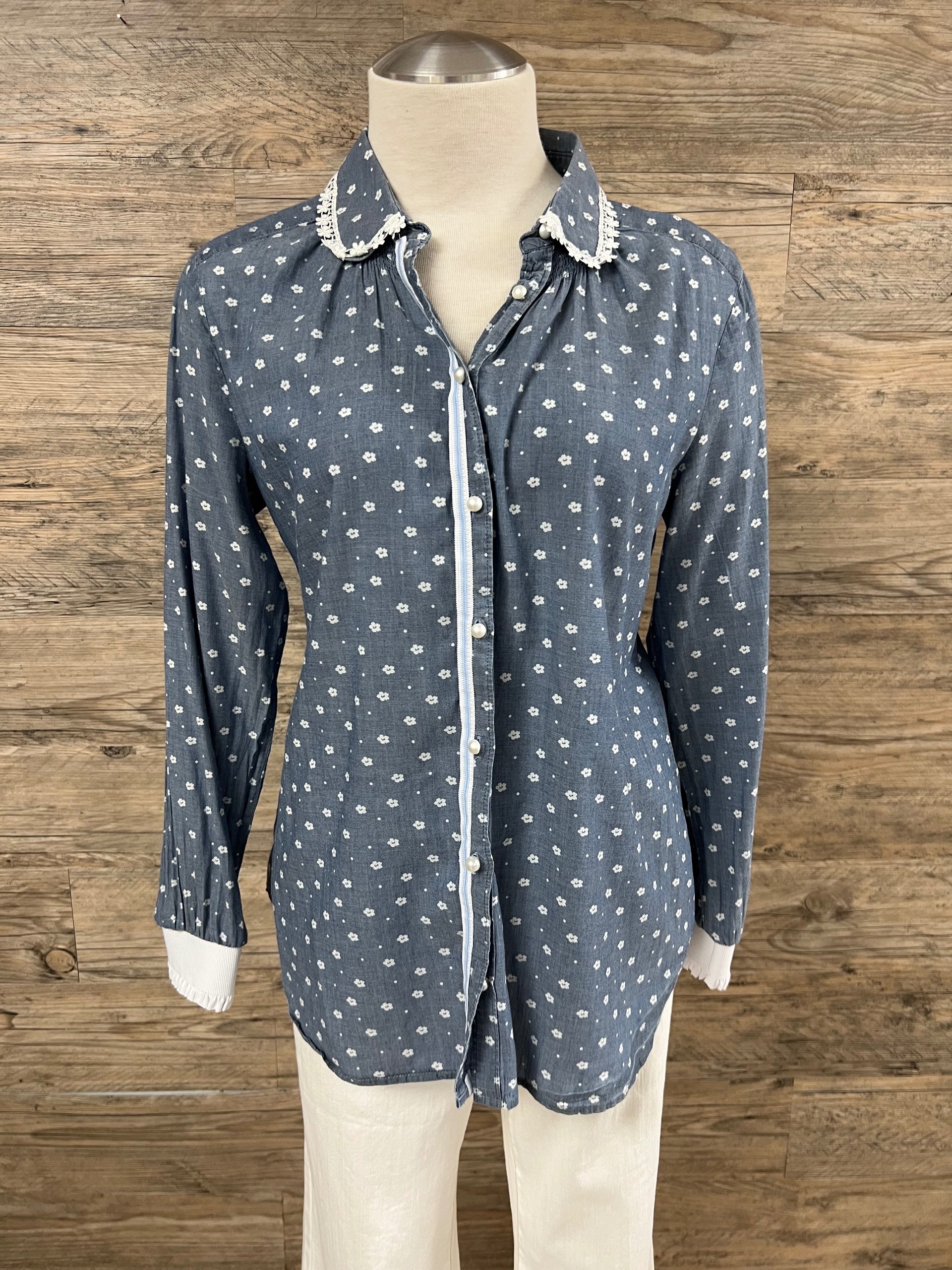Blue Prairie Blouse Embellished by Trish Size X-Small