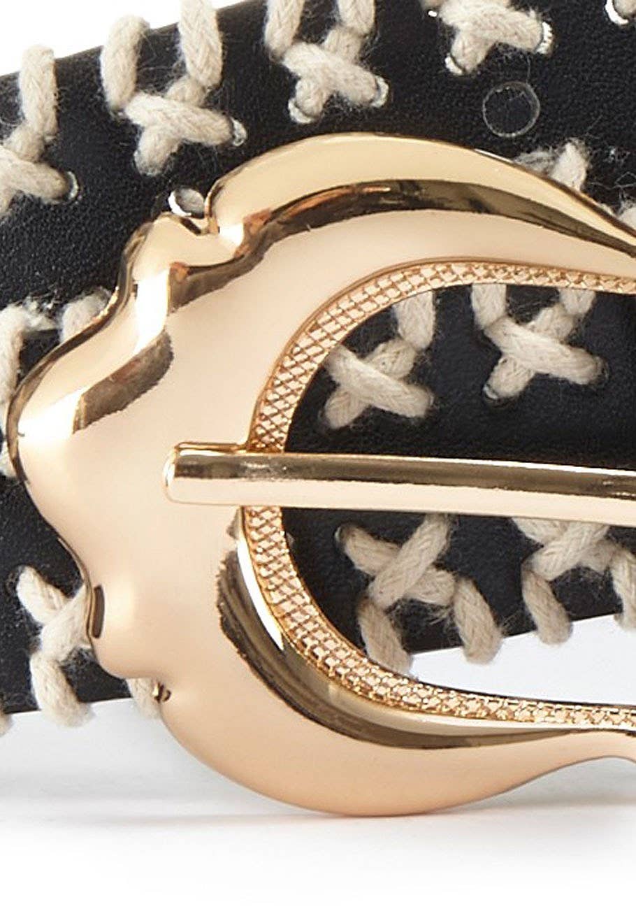 Women's Contrast Embroidered Belt