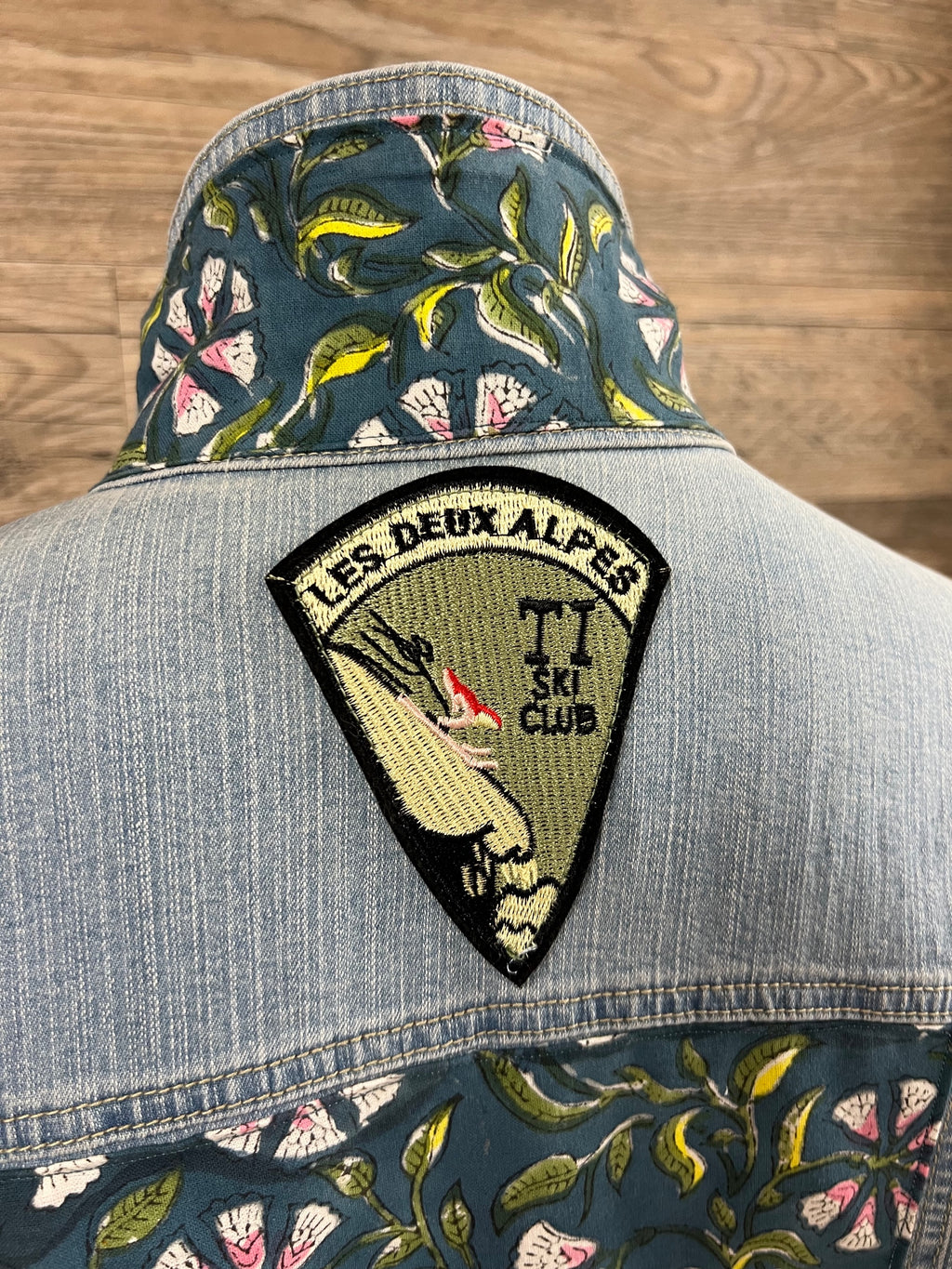Garden Muse Denim Jacket Embellished by Trish - Size Large