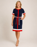 Hand-Embellished Short Sleeved Fourth of July Rick Rack Dress
