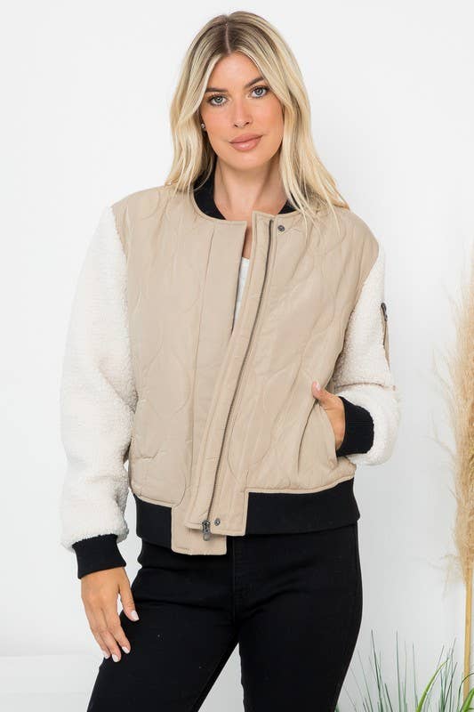 Quilted Sherpa Bomber