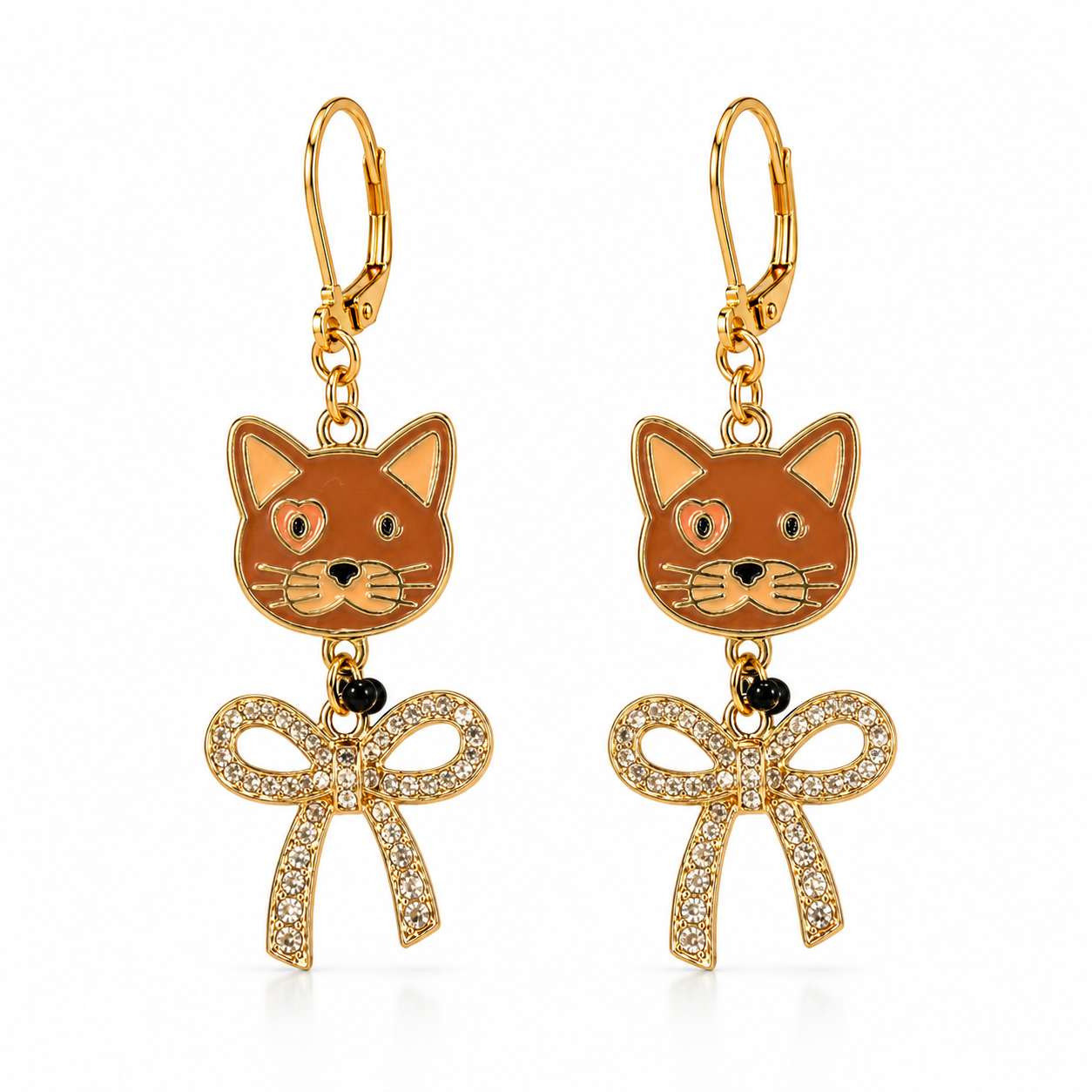 Purr-fectly Bowed Cat Earrings by D.K. Tlustos