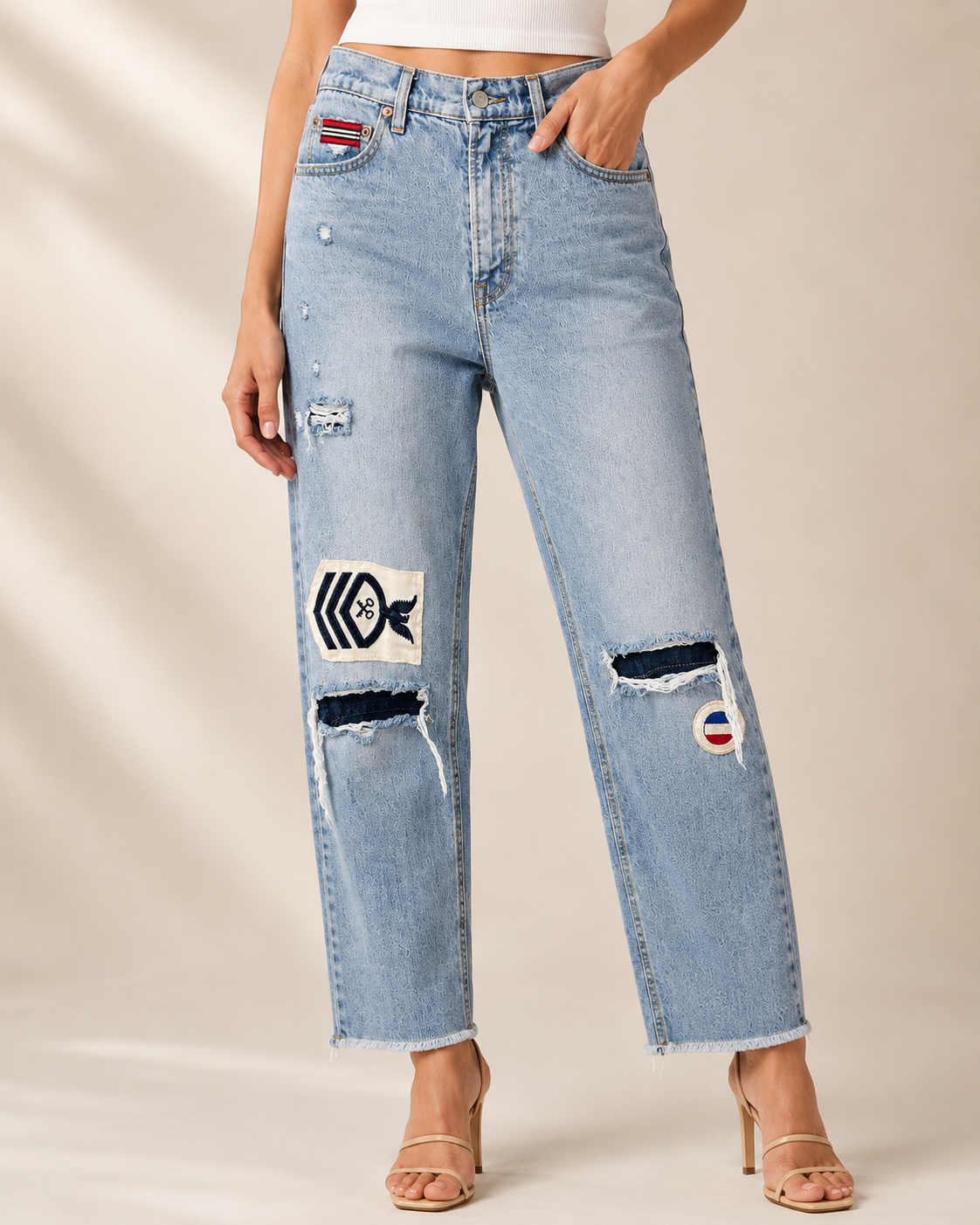 Wisconsin Patch Jeans Embellished by Trish - Size Large (10-12)