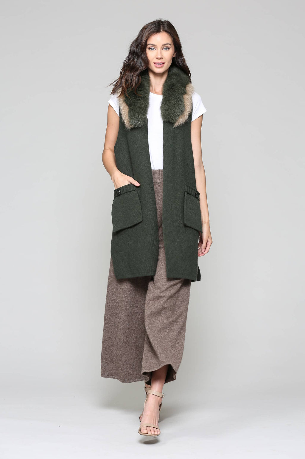 Selma Knitted Vest with Faux Fur